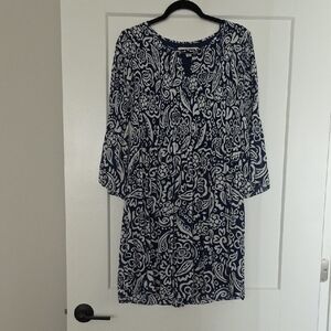 Navy and White Floral Dress